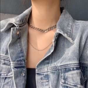 Simple Thick Chain Silver Necklace